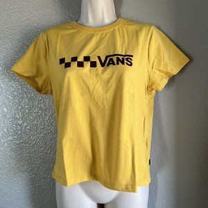Women’s Vans Trecker Cropped T Shirt Graphic Print Yellow & Maroon Size Large